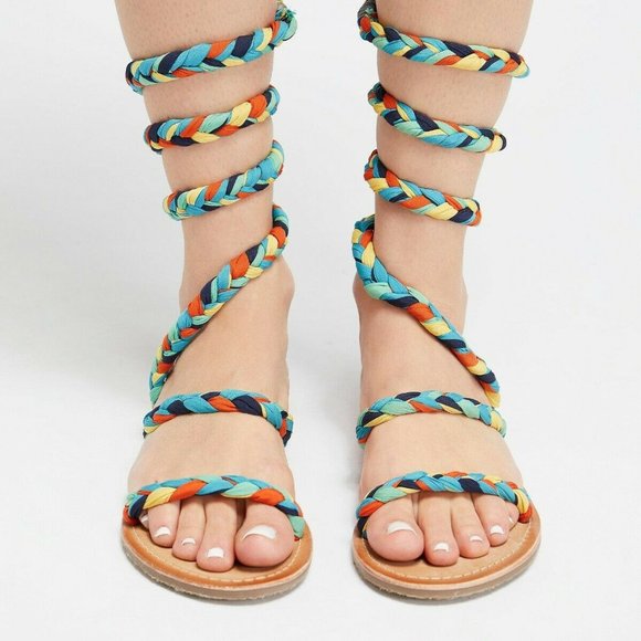 Free People Shoes - Free People Womens 37 Multi Braid Havana Gladiator